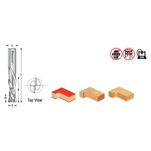 3/8" x 3" Compression Spiral Bit, 2-Flute, 3/8" Shank - Alt Image 3