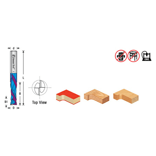 Amana Spektra Extreme Compression Spiral Bit for Double-Sided Melamine and Laminated Material