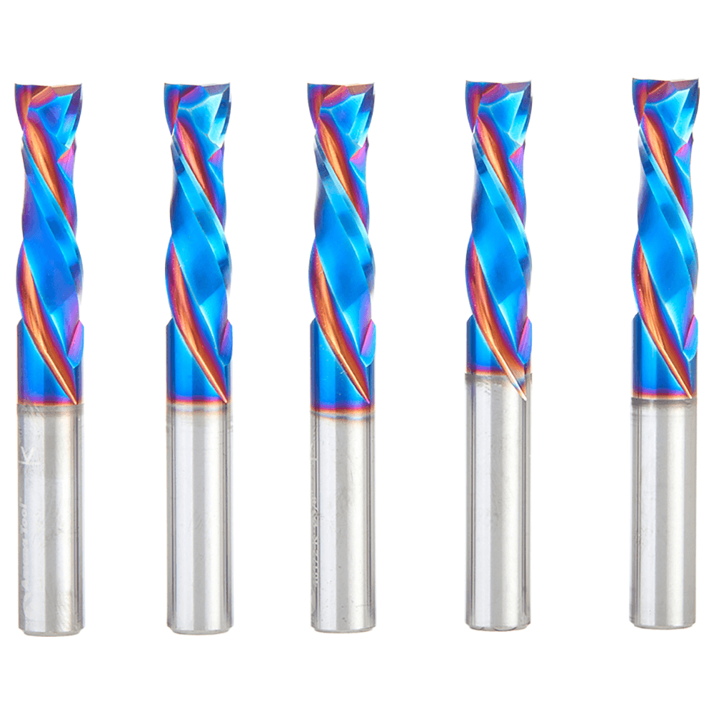 3/8" x 1-1/4" 5-Piece CNC Solid Carbide Spektra Extreme Tool Life Coated Compression Spiral Bit, 3/8" Shank Main - Image
