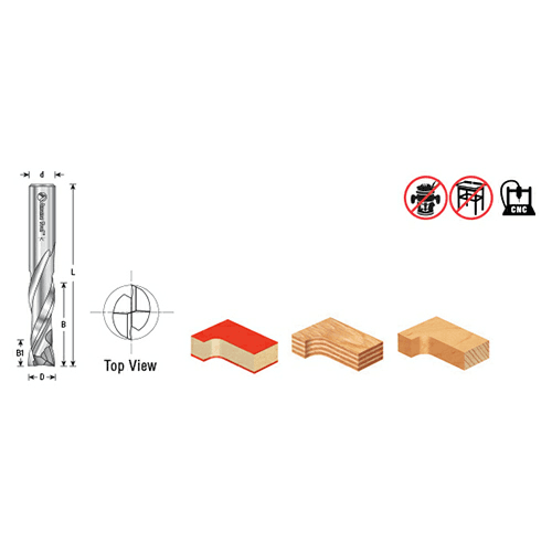 1/2" x 3" Left Hand Compression Spiral Bit, 2-Flute, 1/2" Shank - Alt Image 2