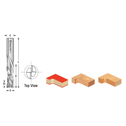 1/2" x 3" Compression Spiral Bit, 2-Flute, 1/2" Shank - Alt Image 3