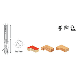 1/8" x 2" Down-Cut Spiral Plunge Bit, 2-Flute, 1/4" Shank, 1/2" Cutting Height - Alt Image 2