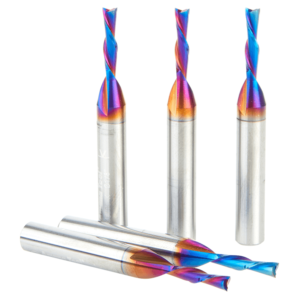 1/8" x 2 Down-Cut Spektra Extreme Tool Life Coated Spiral Plunge Bit, 2-Flute, 1/4" Shank (5/Pack) Alt 2 - Image