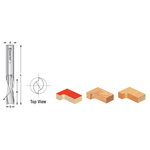 1/4" x 2-1/2" Down-Cut Spiral Plunge Bit, 2-Flute, 1/4" Shank - Alt Image 3