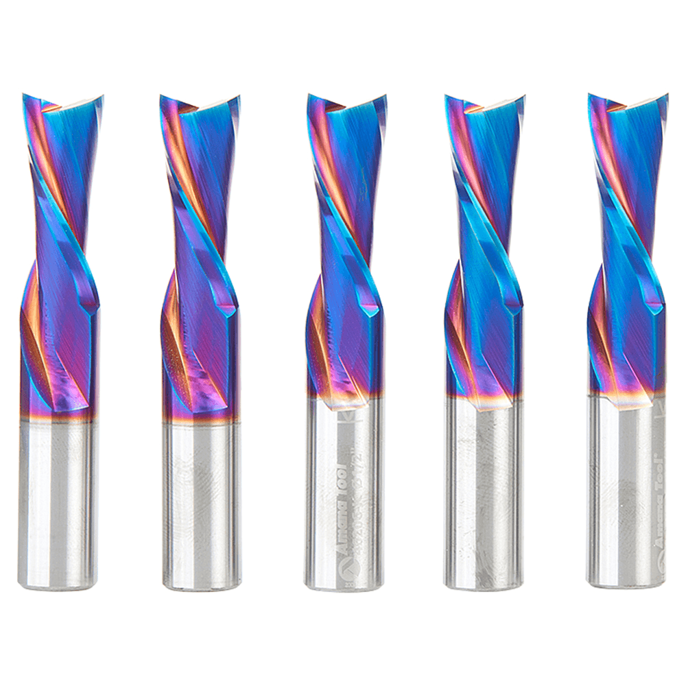 1/2" x 3 Down-Cut Spektra Extreme Tool Life Coated Spiral Plunge Bit, 2-Flute, 1/2" Shank (5/Pack) Alt 1 - Image