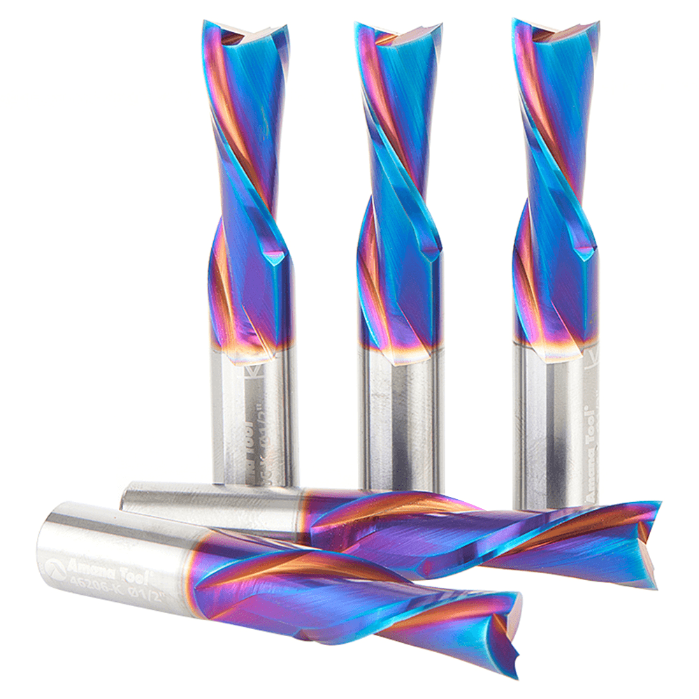 1/2" x 3 Down-Cut Spektra Extreme Tool Life Coated Spiral Plunge Bit, 2-Flute, 1/2" Shank (5/Pack) Alt 2 - Image