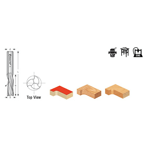 1/2" x 4" Down-Cut Spiral Plunge Bit, 3-Flute, 1/2" Shank - Alt Image 2