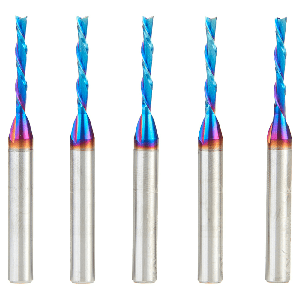 46225-K-5 1/8" x 2-1/2" Down-Cut Spektra Extreme Tool Life Coated Spiral Plunge Bit, 2-Flute, 1/4" Shank (5/Pack) Alt 1 - Image