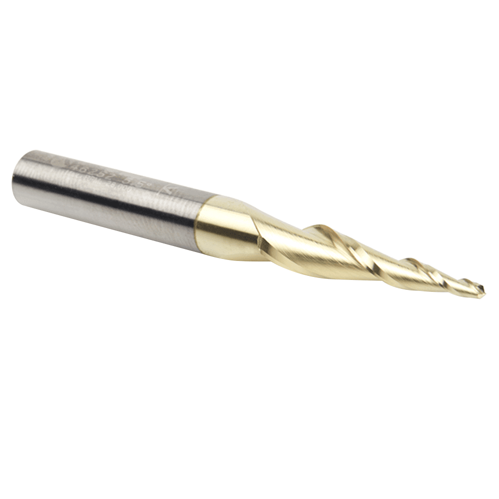 1/16" x 2-23/64" 2D/3D Carving Tapered Ball Tip Up-Cut Spiral Router Bit, 2-Flute, 1/4" Shank - Alt Image 1