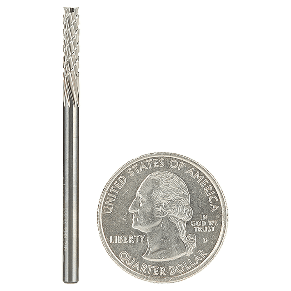 1/8" x 2" CNC Down-Cut Carbon Graphite/Fiber Panel Cutting Spiral Router Bit, 1-Flute, 1/8" Shank - Alt Image 2