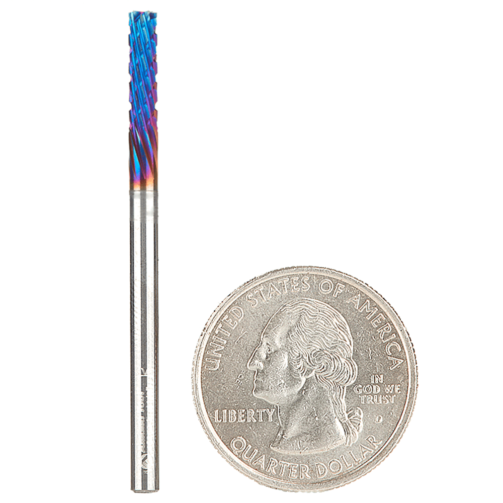 1/8" x 2" Down-Cut Spektra Carbon Graphite/Fiber Panel Cutting Spiral Router Bit, 1-Flute, 1/8" Shank - Alt Image 2