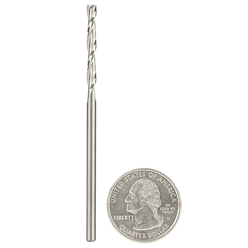 1/8" x 3" CNC Up-Cut Foam Cutting Square End Spiral Router Bit, 2-Flute, 1/8" Shank - Alt Image 2