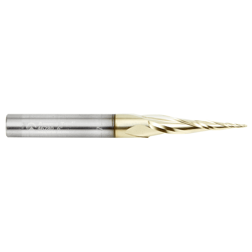 1/32" x 3" CNC Up-Cut Tapered Ball Tip Spiral Router Bit, 3-Flute, 1/4" Shank - Main Image