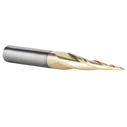 1/32" x 2-1/4" CNC 2D/3D Carving Tapered Ball Tip Up-Cut ZrN Coated Spiral Router Bit, 3-Flute, 1/4" Shank - Alt Image 1