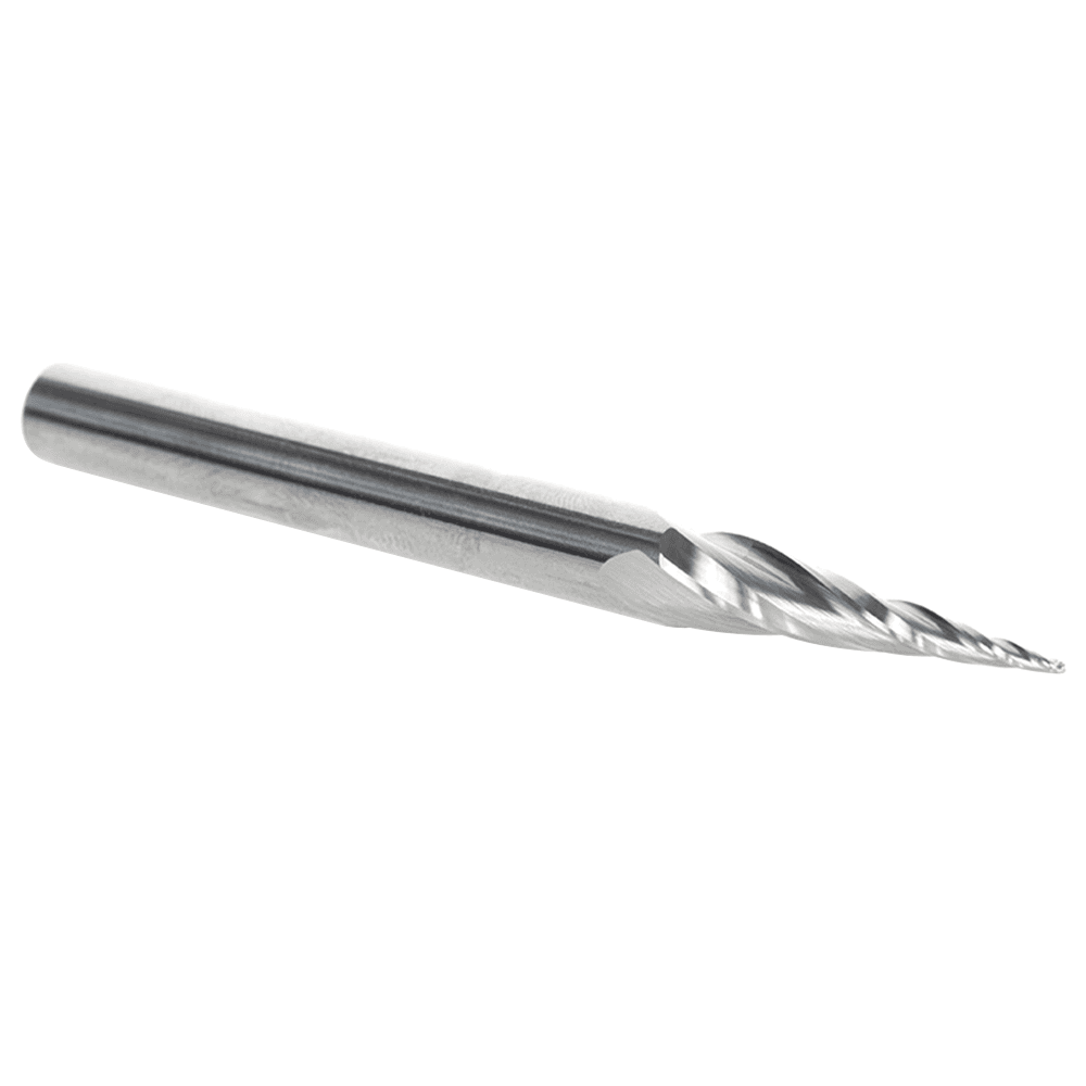 1/32" x 3" CNC 2D/3D Carving Tapered Ball Tip Up-Cut Spiral Router Bit, 3-Flute, 1/4" Shank - Alt Image 1