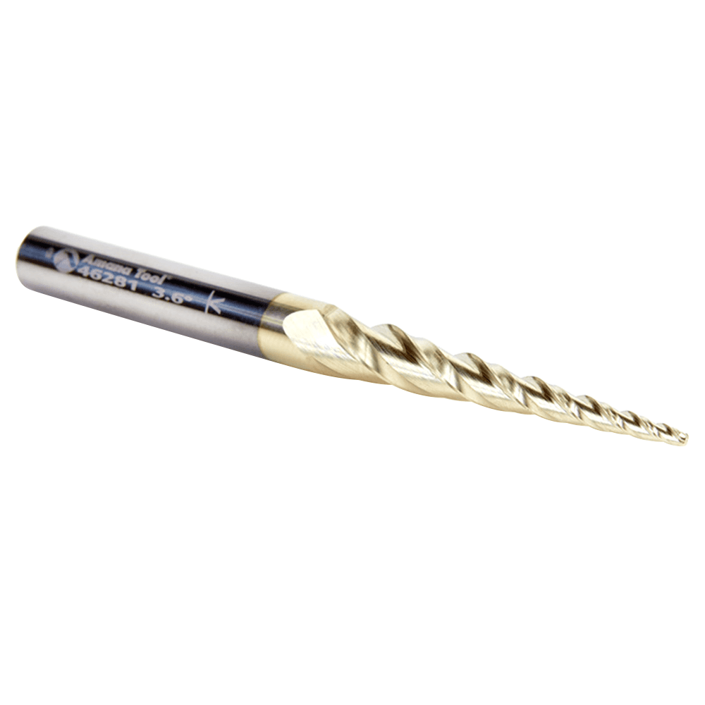 1/16" x 3" CNC 2D/3D Carving Tapered Ball Tip Up-Cut ZrN Coated Spiral Router Bit, 3-Flute, 1/4" Shank - Alt Image 1