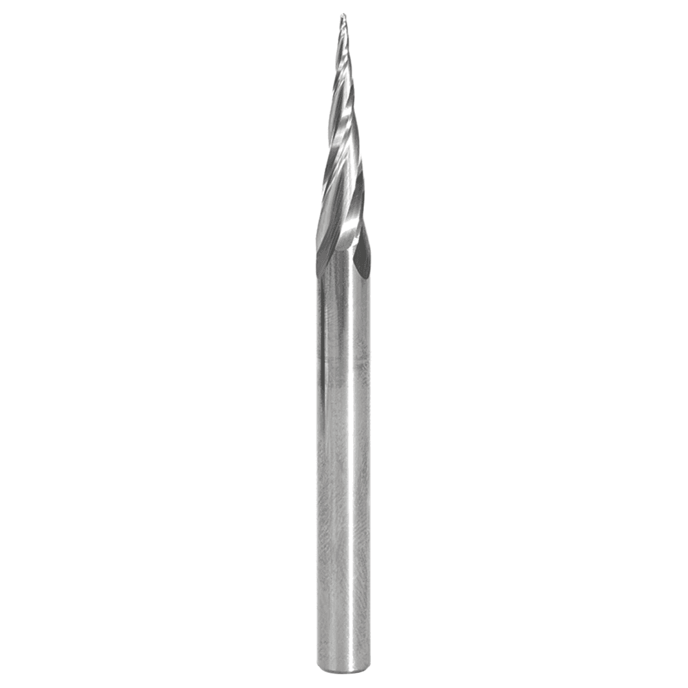 1/16" x 3" CNC 2D/3D Carving Tapered Ball Tip Up-Cut Spiral Router Bit, 4-Flute, 1/4" Shank - Main Image