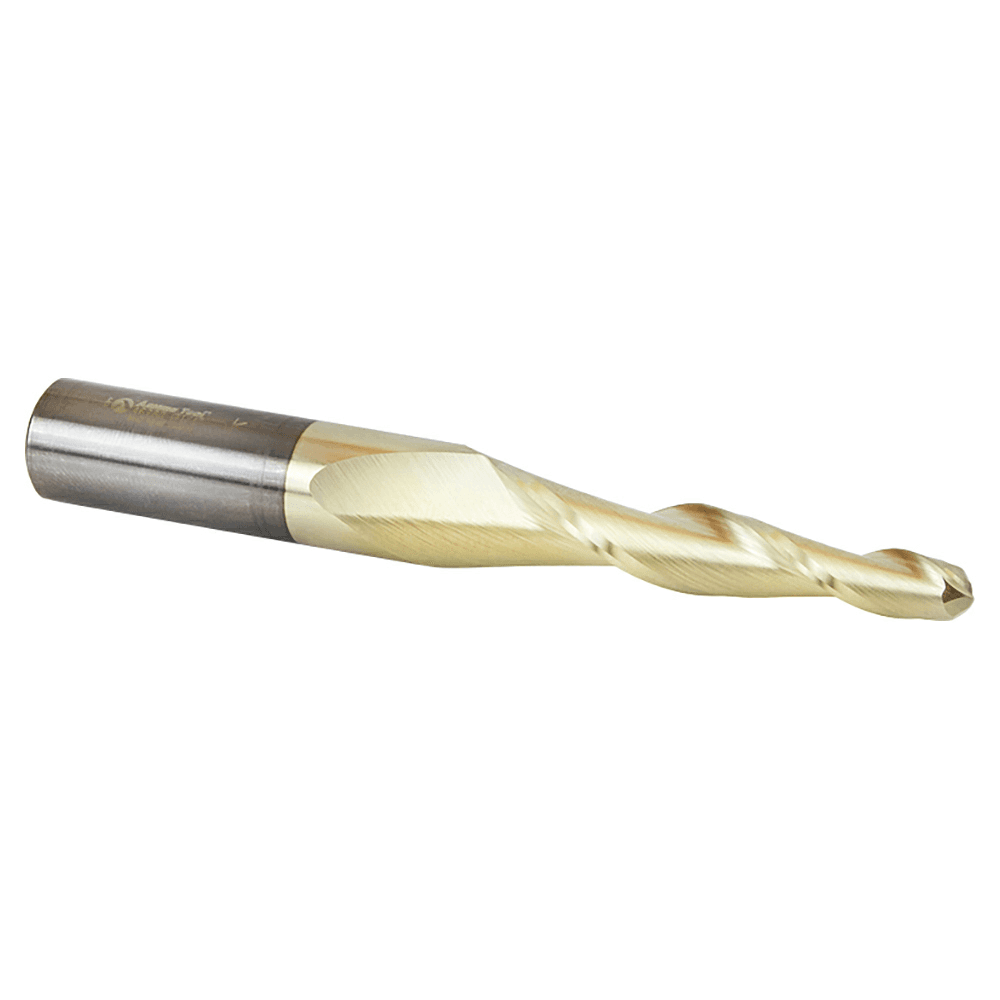 1/4" x 4" CNC 2D/3D Carving 3&#730; Tapered Ball Tip Up-Cut ZrN Coated Spiral Router Bit, 2-Flute, 1/2" Shank - Alt Image 1