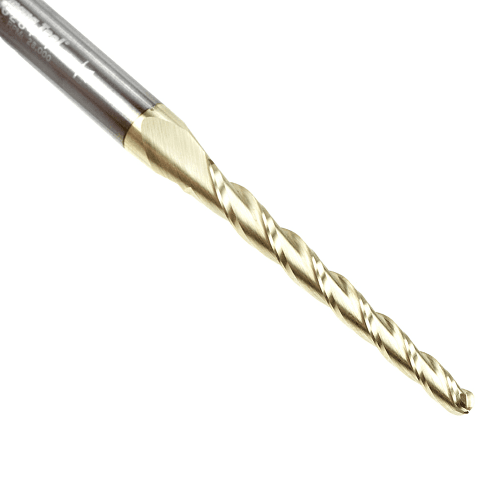 1/8" x 3" CNC 2D/3D Carving Tapered Ball Tip Up-Cut ZrN Coated Spiral Router Bit, 3-Flute, 1/4" Shank (5 Pack) - Alt Image 2