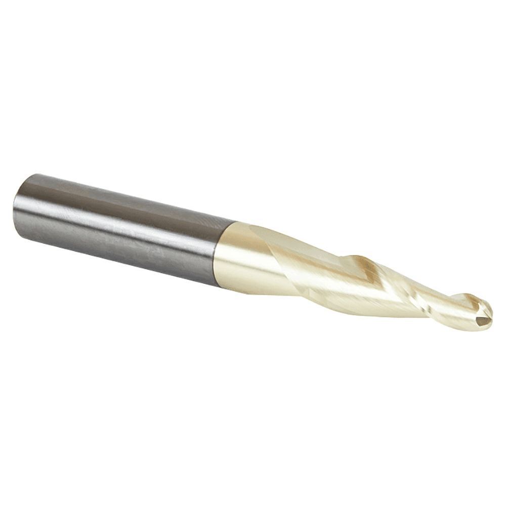 1/4" x 4" CNC 2D/3D Carving 5&#730; Tapered Ball Tip Up-Cut ZrN Coated Spiral Router Bit, 2-Flute, 1/2" Shank - Alt Image 1