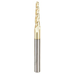 1/8" x 3" CNC 2D/3D Carving Tapered Ball Tip Up-Cut ZrN Coated Spiral Router Bit, 3-Flute, 1/4" Shank - Main Image