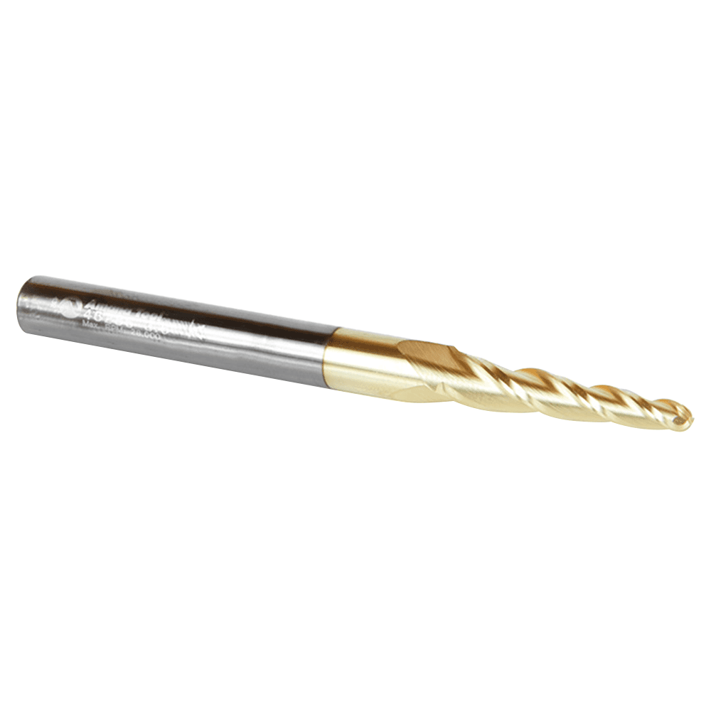 1/8" x 3" CNC 2D/3D Carving Tapered Ball Tip Up-Cut ZrN Coated Spiral Router Bit, 3-Flute, 1/4" Shank - Alt Image 1