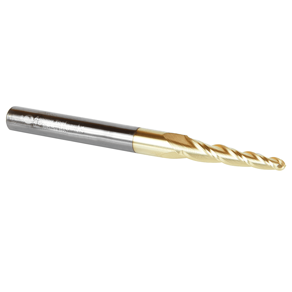 1/8" x 3" CNC 2D/3D Carving 3.6&#730; Tapered Ball Tip Up-Cut ZrN Coated Spiral Router Bit, 3-Flute, 1/4" Shank (5 Pack) - Alt Image 2