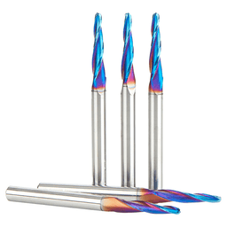 1/8" x 3" CNC 2D/3D Carving Tapered Ball Tip Up-Cut Spektra Spiral Router Bit, 3-Flute, 1/4" Shank (5 Pack) - Alt Image 1