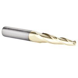 1/8" x 2-1/4" CNC 2D/3D Carving Tapered Ball Tip Up-Cut ZrN Coated Spiral Router Bit, 3-Flute, 1/4" Shank - Alt Image 1