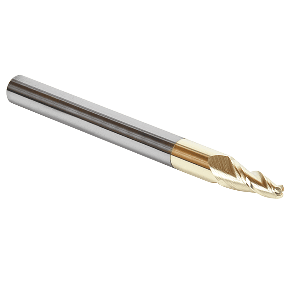 1/8" x 3" CNC 2D/3D Carving 7&#730; Tapered Ball Tip Up-Cut ZrN Coated Spiral Router Bit, 3-Flute, 1/4" Shank - Alt Image 1