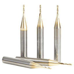 1/16" Dia x 5/16" 2D/3D Carving Flat Bottom ZrN Coated Router Bit, 3 Flute, 1/4" Shank (5/Pack) Alt 1 - Image