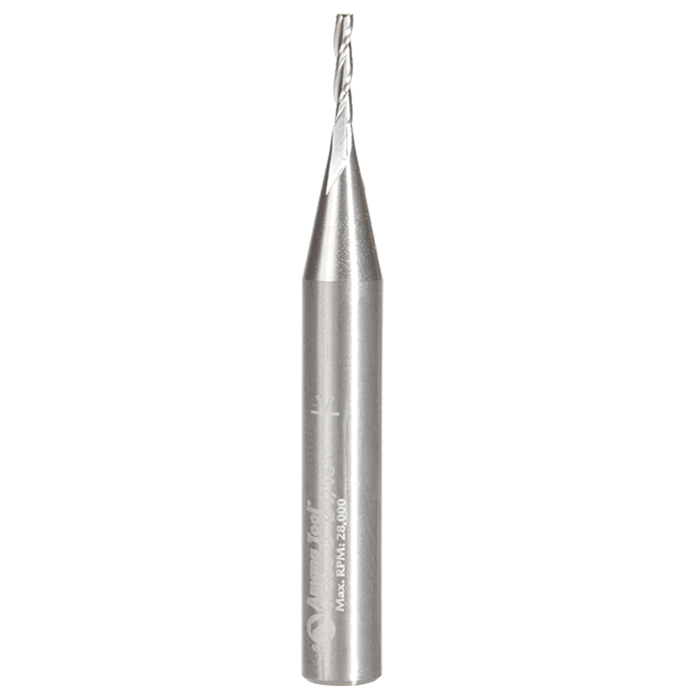 1/16" x 2" CNC 2D/3D Carving Flat Bottom Router Bit, 3-Flute, 1/4" Shank - Main Image