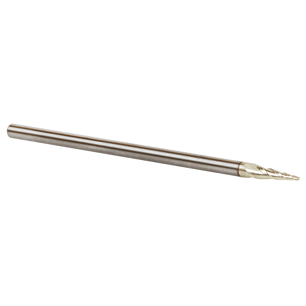 1/32" x 3" CNC 2D/3D Carving Tapered Ball Tip Up-Cut ZrN Coated Spiral Router Bit, 3-Flute, 1/8" Shank - Alt Image 1