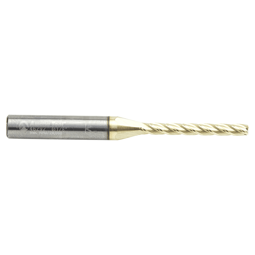 1/8" x 2-1/2" CNC 2D/3D Carving Flat Bottom ZrN Coated Router Bit, 4-Flute, 1/4" Shank - Alt Image 1
