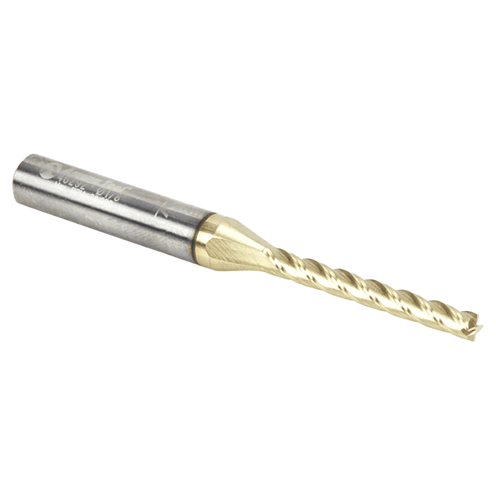 1/8" x 2-1/2" CNC 2D/3D Carving Flat Bottom ZrN Coated Router Bit, 4-Flute, 1/4" Shank - Alt Image 2