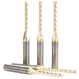 1/8" Dia x 1-3/32" CNC 2D/3D Carving Flat Bottom ZrN Coated Router Bit, 4 Flute, 1/4" Shank (5/Pack) Alt 1 - Image