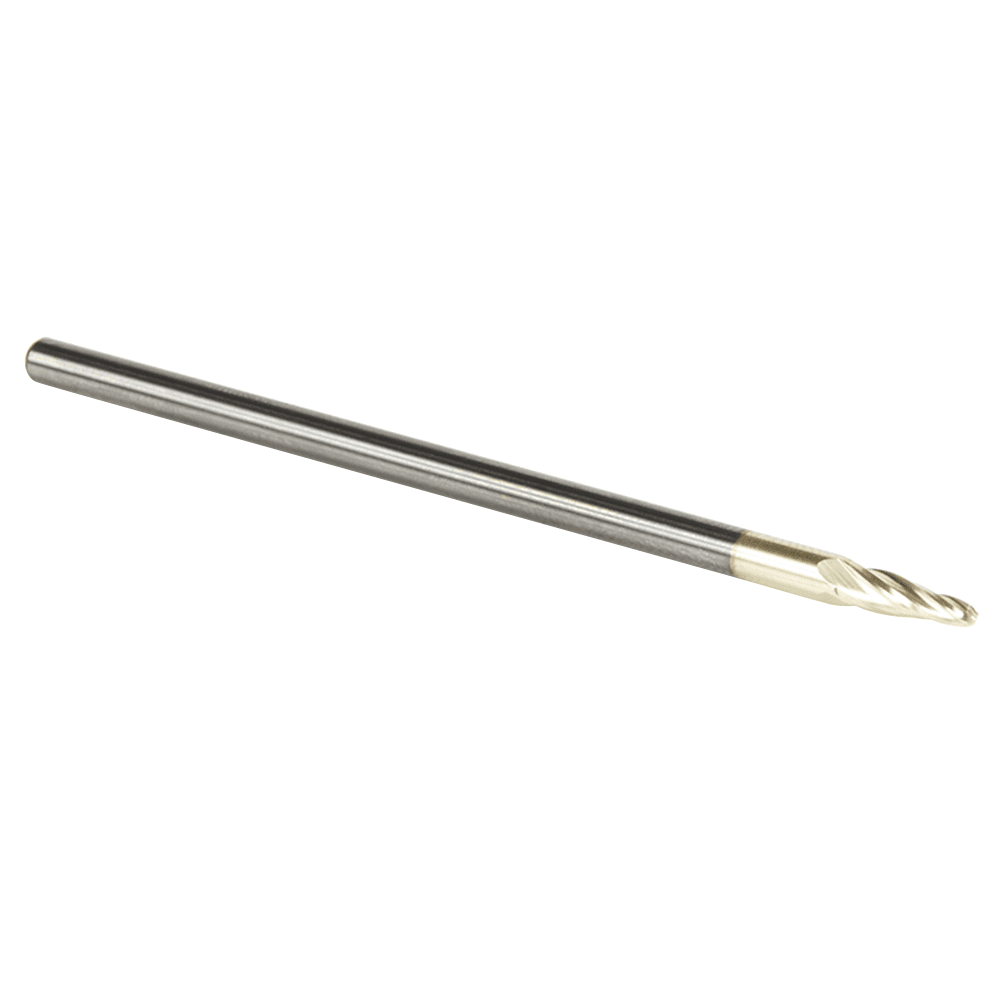 1/16" x 3" CNC 2D/3D Carving Tapered Ball Tip Up-Cut ZrN Coated Spiral Router Bit, 4-Flute, 1/8" Shank - Alt Image 2