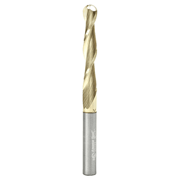 1/4" x 3" CNC 2D/3D Carving Straight Ball Tip ZrN Coated Router Bit, 2-Flute, 1/4" Shank - Main Image