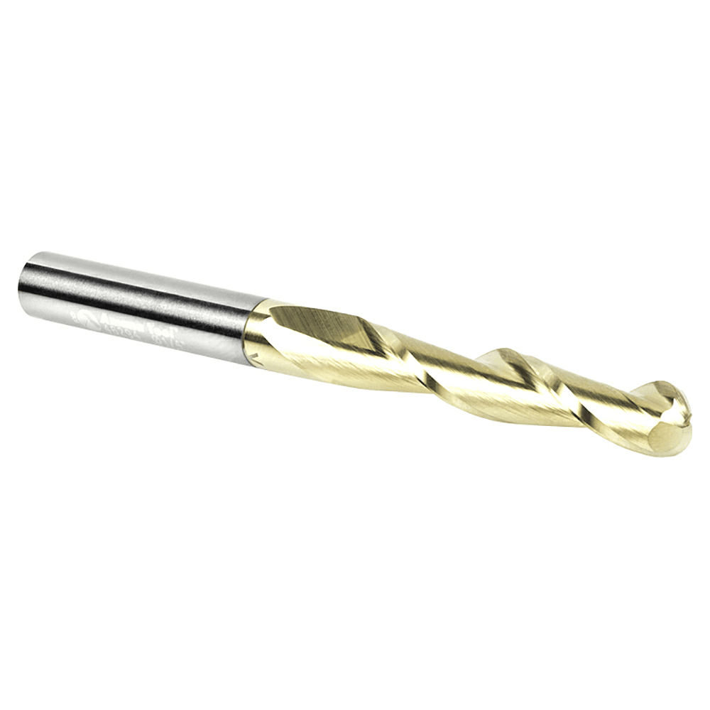 1/4" x 3" CNC 2D/3D Carving Straight Ball Tip ZrN Coated Router Bit, 2-Flute, 1/4" Shank (5 Pack) - Alt Image 2