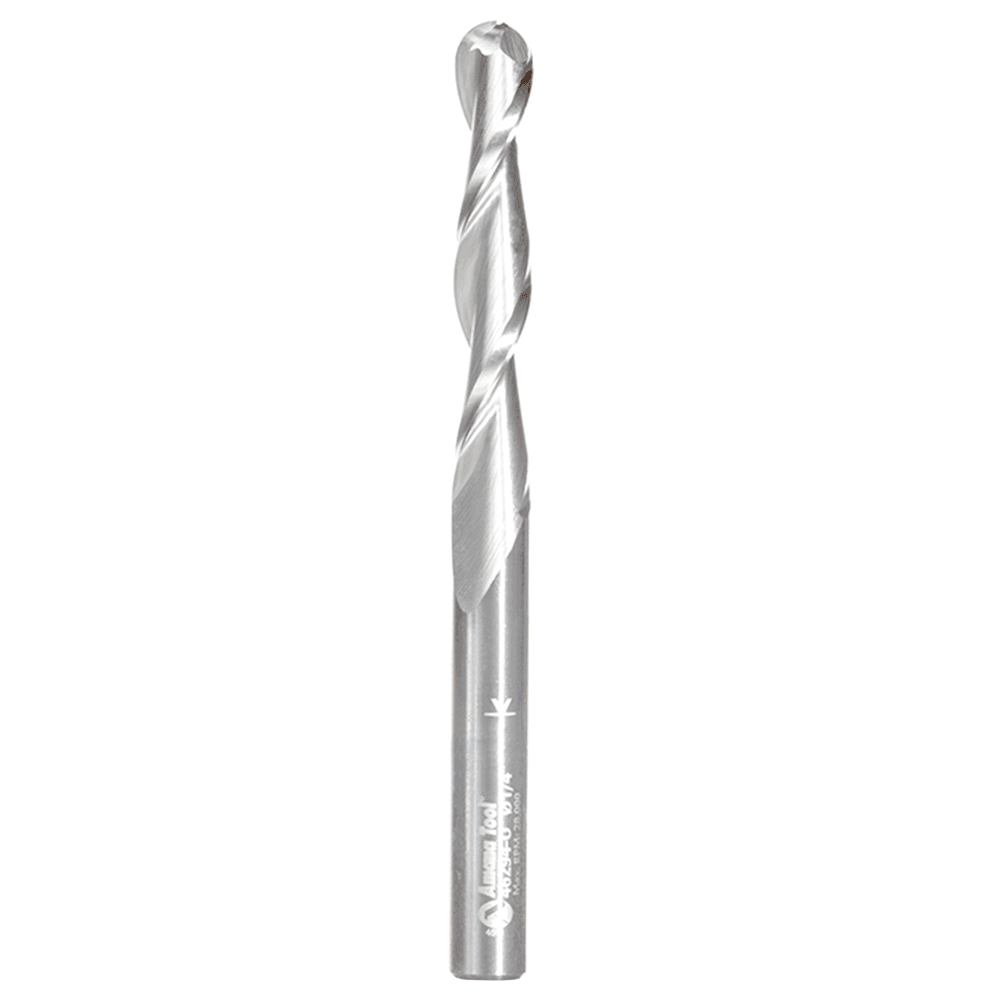 1/8" x 2-1/2" CNC 2D/3D Carving Straight Ball Tip Router Bit, 4-Flute, 1/4" Shank - Main Image