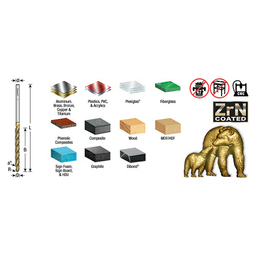 1/8" x 3" CNC 2D/3D Carving Straight Ball Tip ZrN Coated Router Bit, 3-Flute, 1/8" Shank - Alt Image 2