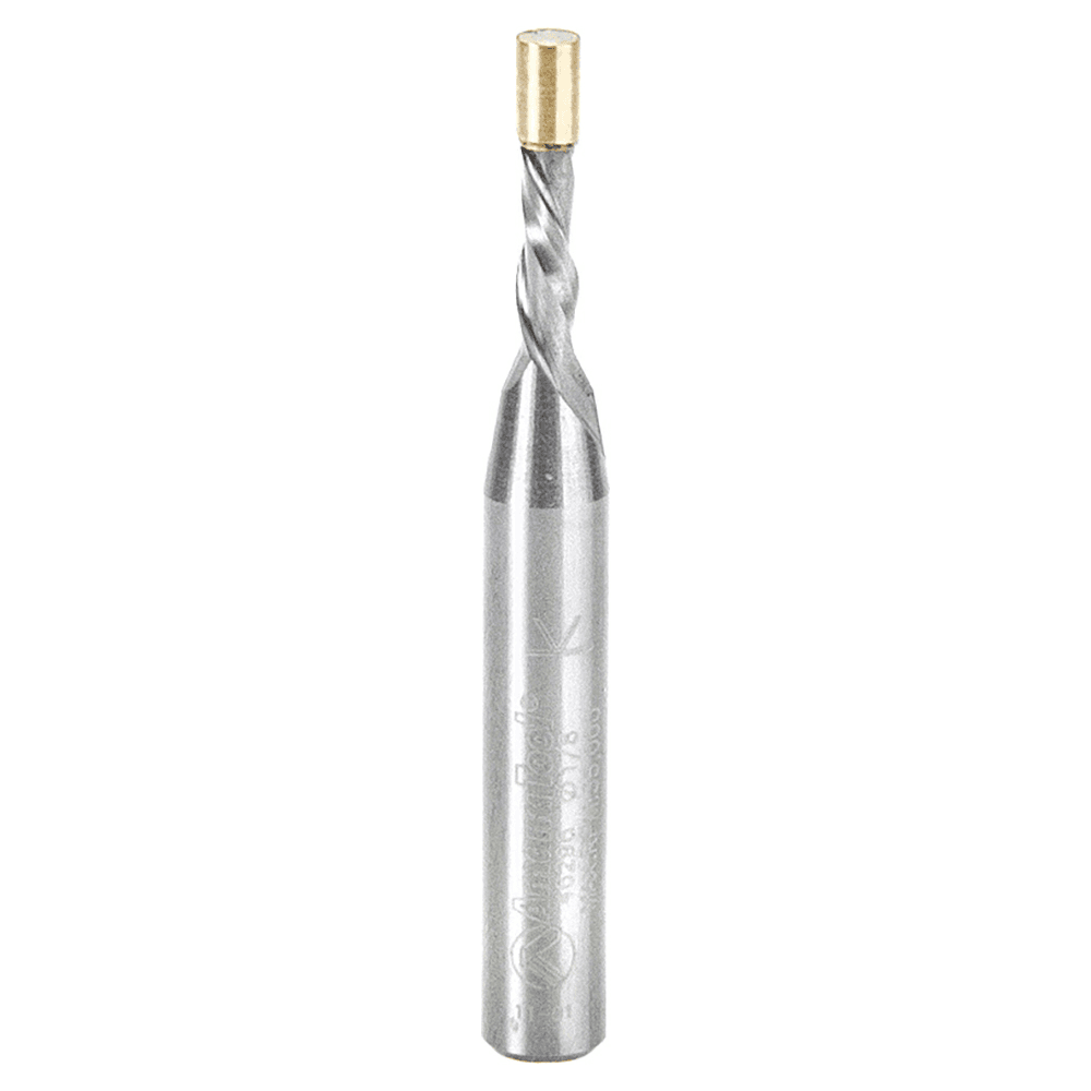 1/8" x 2" Down-Cut Ultra Trim Spiral Bit with Brass Pilot Guide, 1/4" Shank - Main Image