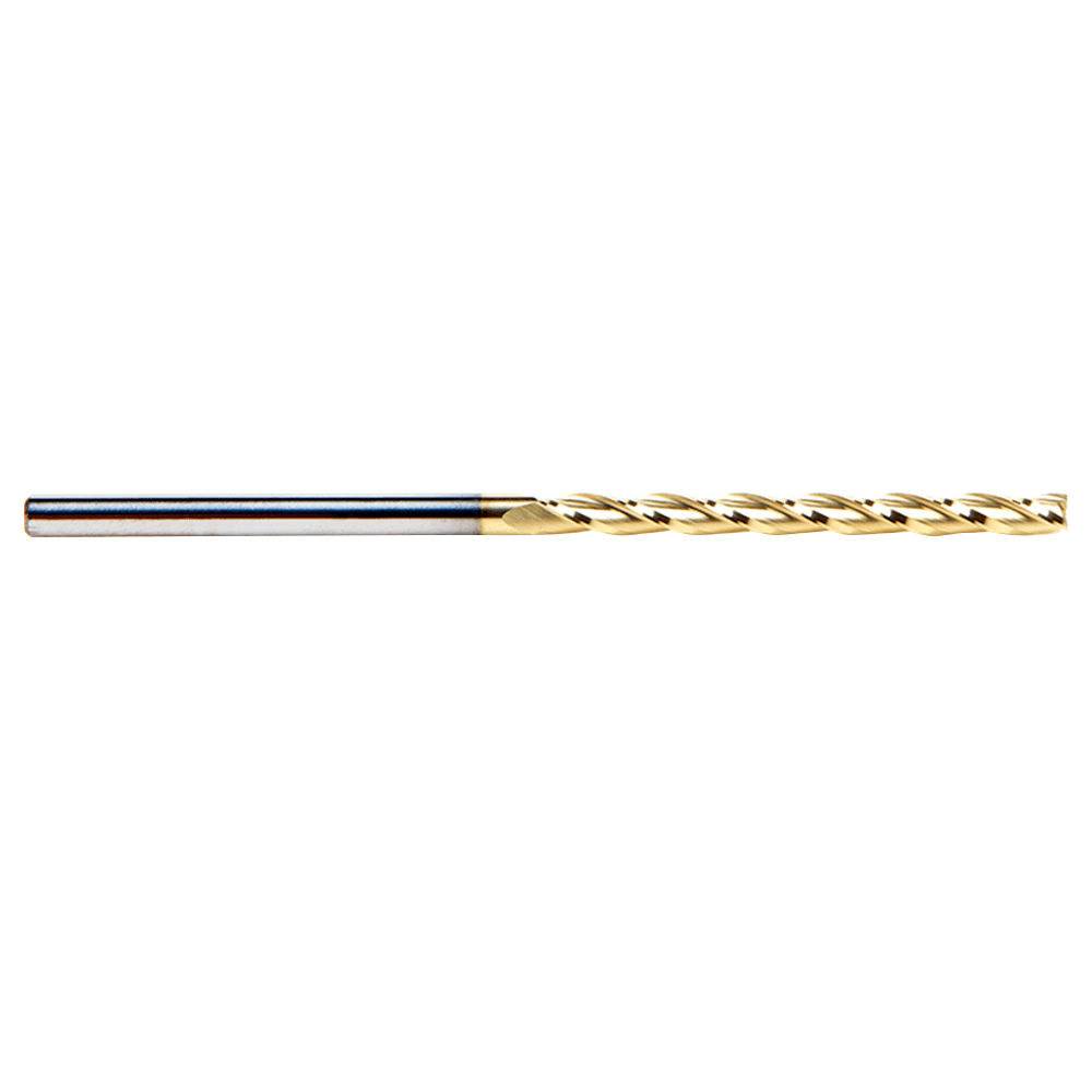 1/8" x 3" CNC 2D/3D Carving Flat Bottom ZrN Coated Router Bit, 3-Flute, 1/8" Shank - Alt Image 1