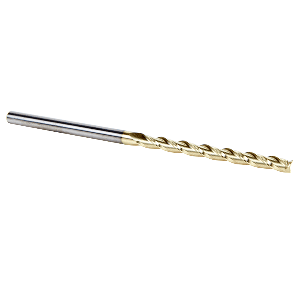 1/8" x 3" CNC 2D/3D Carving Flat Bottom ZrN Coated Router Bit, 3-Flute, 1/8" Shank - Alt Image 2