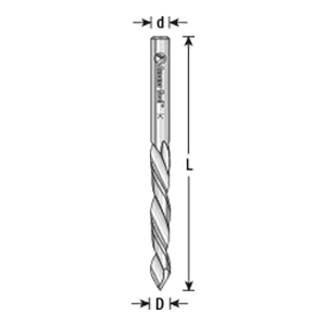 2mm x 49mm V-Point Drill Bit, Right Hand, 2mm Shank - Alt Image 2