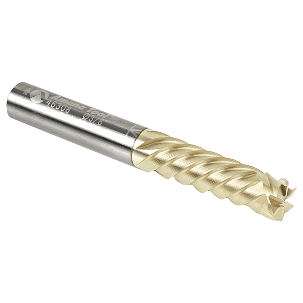 3/8" x 3" Honeycomb Cutting ZrN Coated Compression Bit, 6-Flute, 3/8" Shank - Alt Image 2