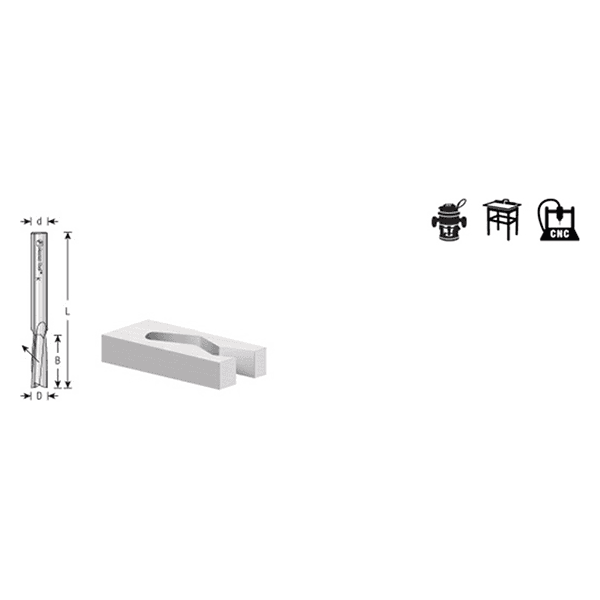 1/4" x 2-1/2" Acrylic Cutting 'O' Up-Cut Slow Spiral Router Bit, 2-Flute, 1/4" Shank, 3/4" Cutting Height - Alt Image 3