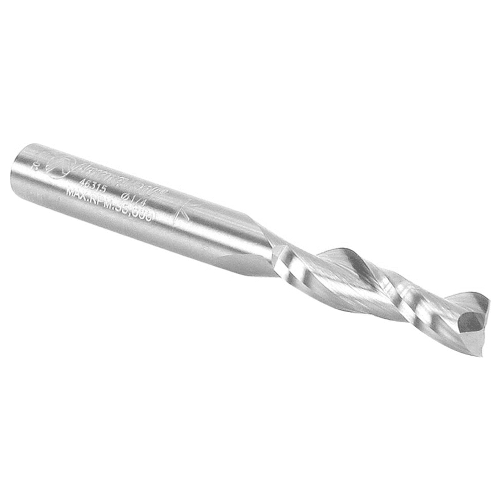 1/4" x 2-1/2" Up-Cut Spiral Plunge Bit, 2-Flute, 1/4" Shank, 1" Cutting Height - Alt Image 2