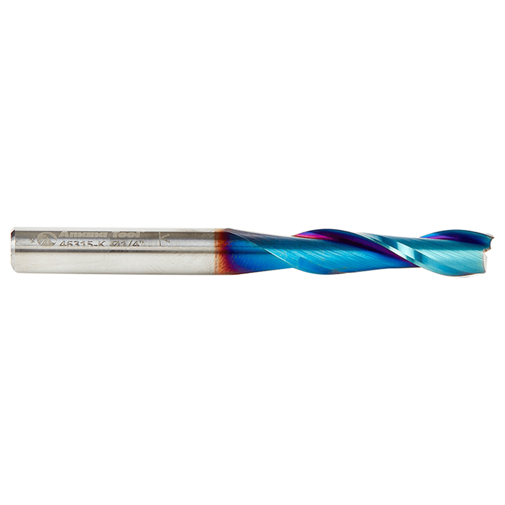 1/4" x 2-1/2" Spektra Up-Cut Spiral Plunge Bit, 2-Flute, 1/4" Shank, 1" Cutting Height - Alt Image 1