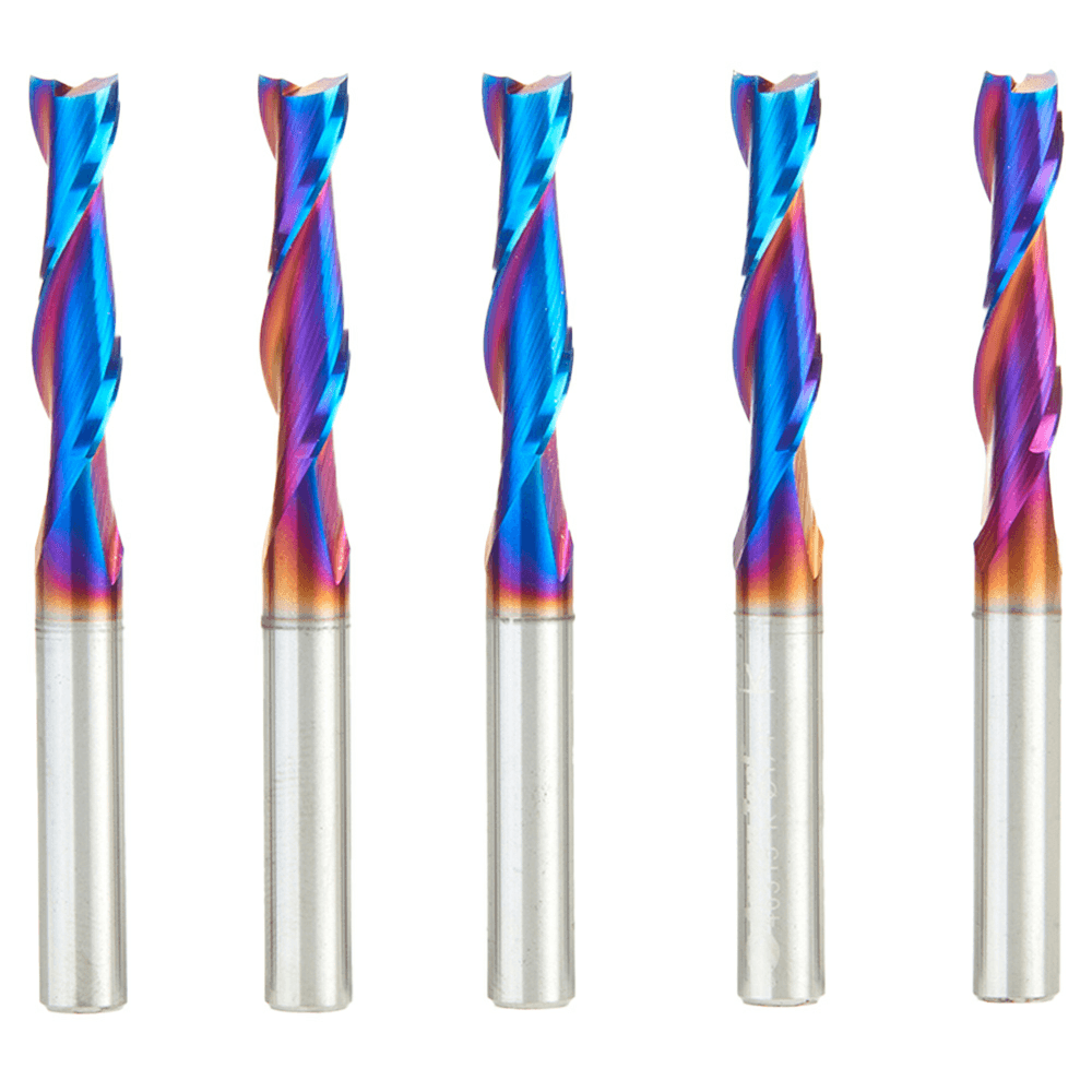 1/4" x 2-1/2" Up-Cut Spektra Extreme Tool Life Coated Spiral Plunge Bit, 2-Flute, 1/4" Shank ((5/Pack) Alt 1 - Image